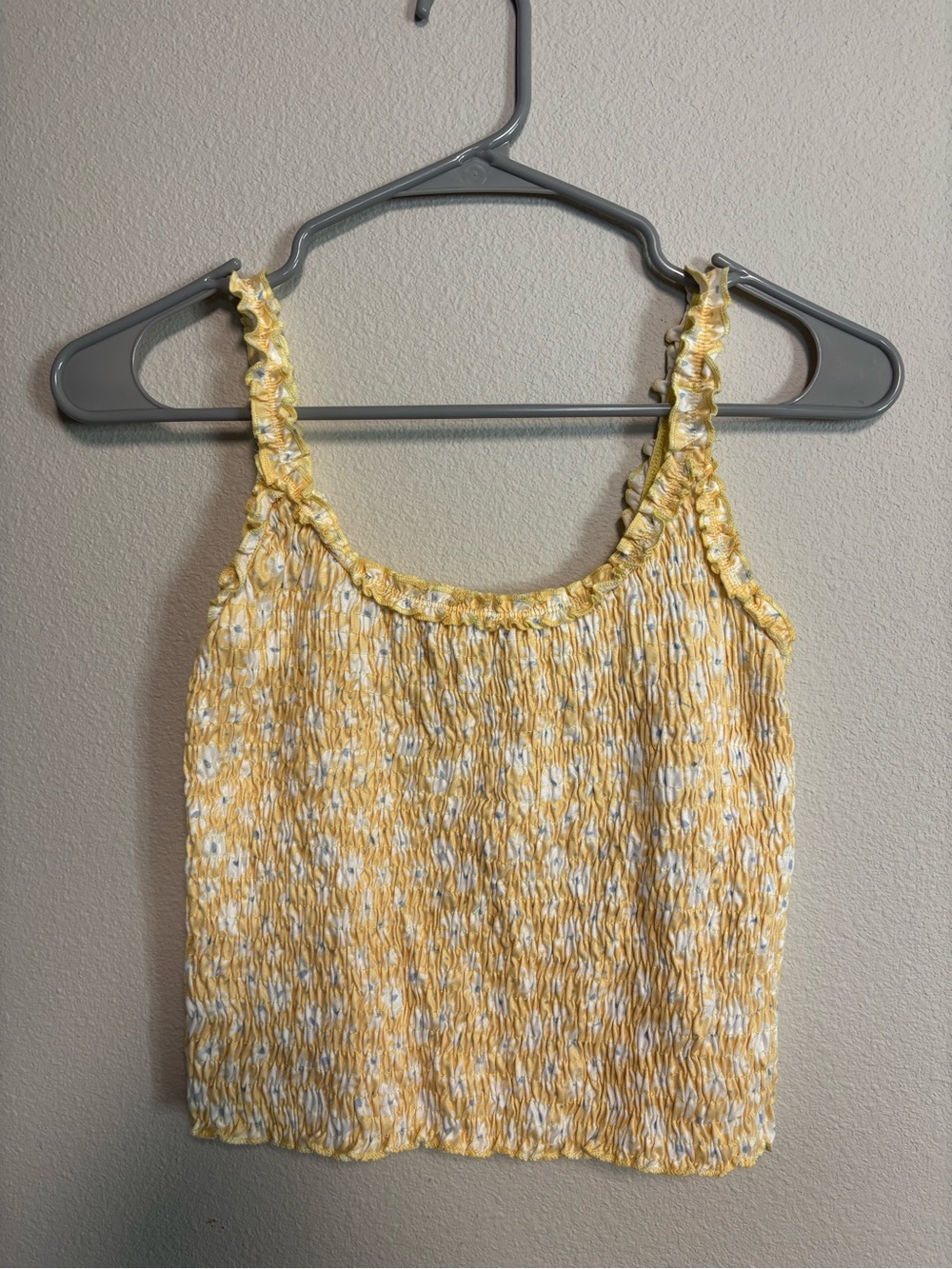 Poof! Yellow Smocked Floral Camisole